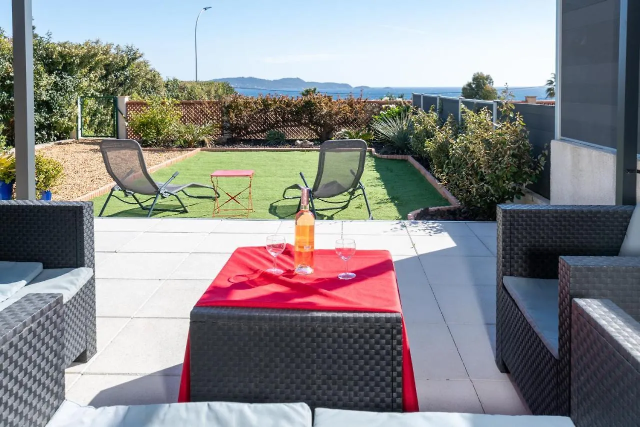公寓 Face A La Mer Superbe Villa Terrasse Barbecue Le Pradet 卡尔特汉